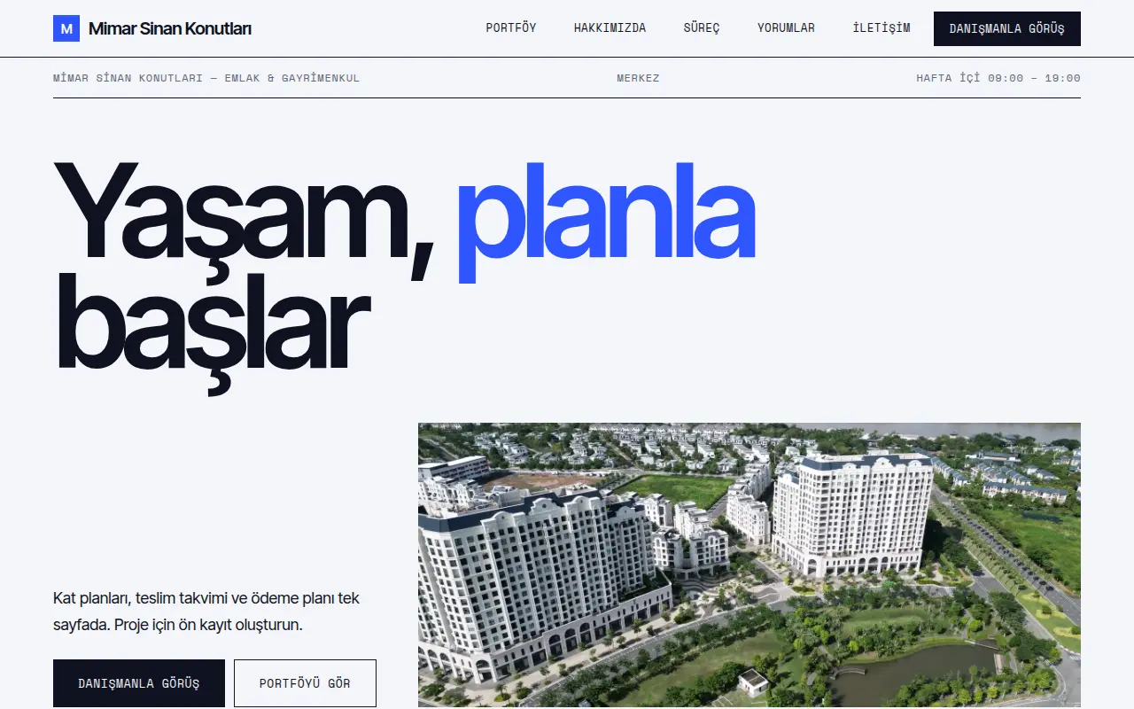 Emlak Ofisi Web Sitesi — Mimar Sinan Konutları